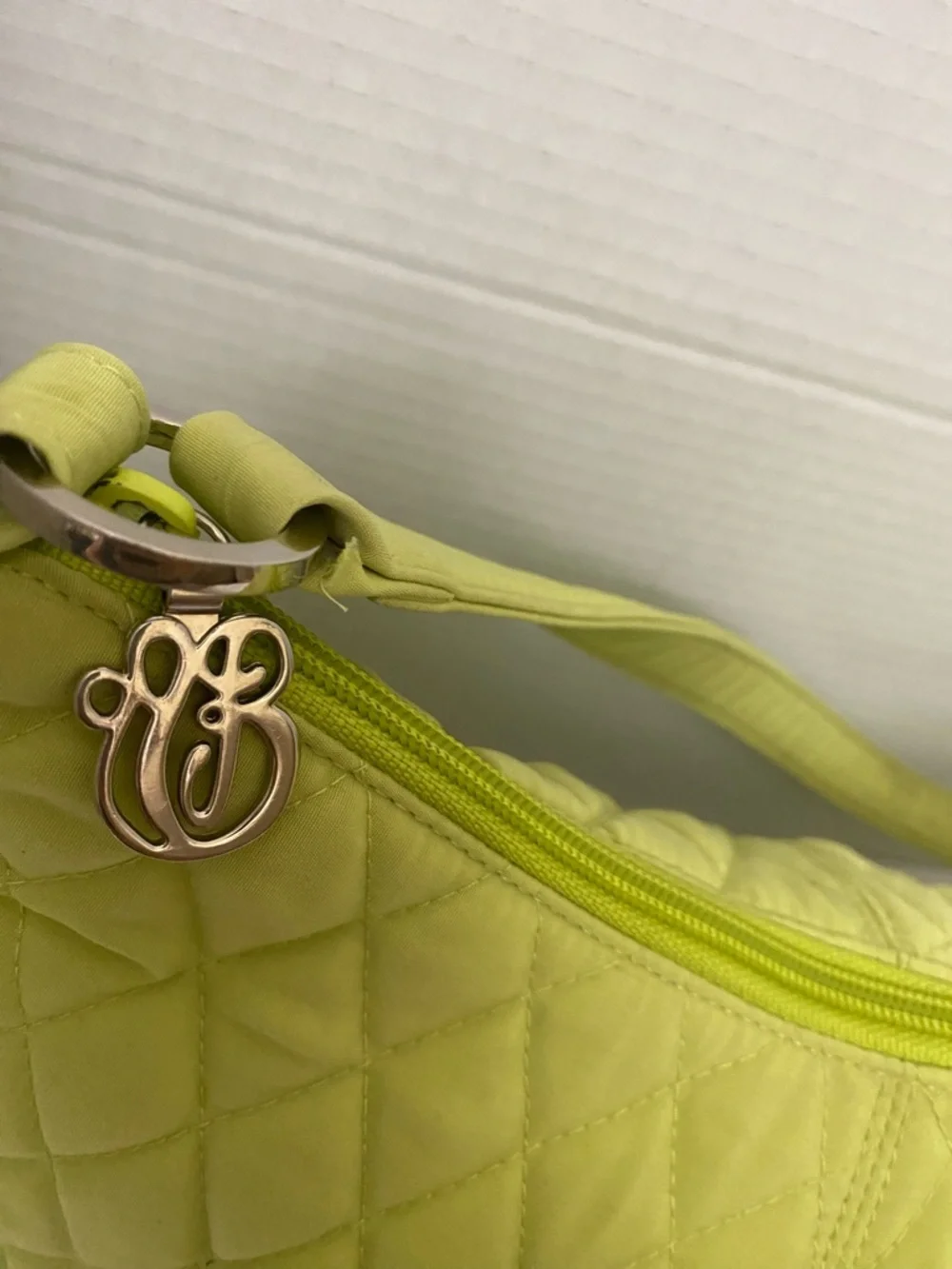Vera Bradley Quilted Lime Green Satchel Shoulder Bag Retired